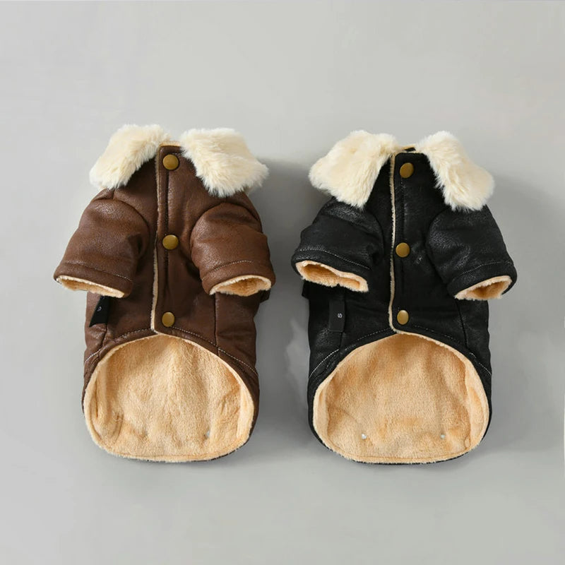 Veste d’hiver chaude effet cuir - chien et chat