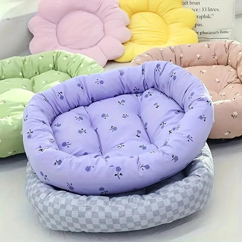 Canapé-lit floral confortable pour chien et chat