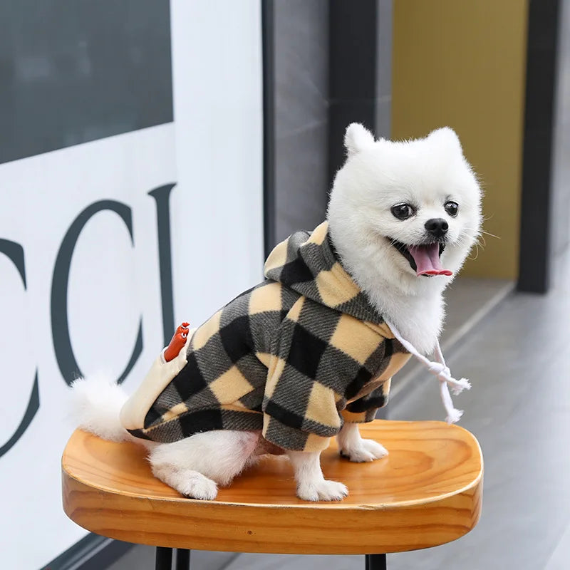 Sweat-shirt à capuche à carreaux - chien ou chat