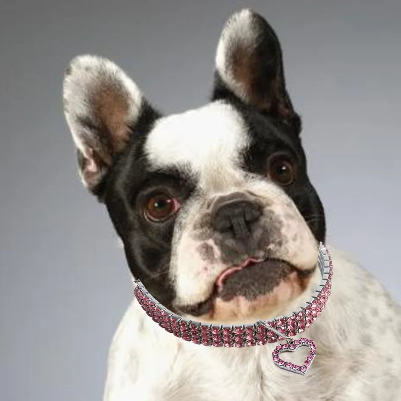 Collier strass cœur - chat ou petit chien