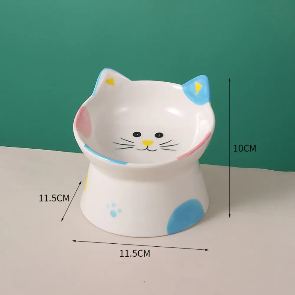 Gamelle surélevée inclinée en céramique - chat
