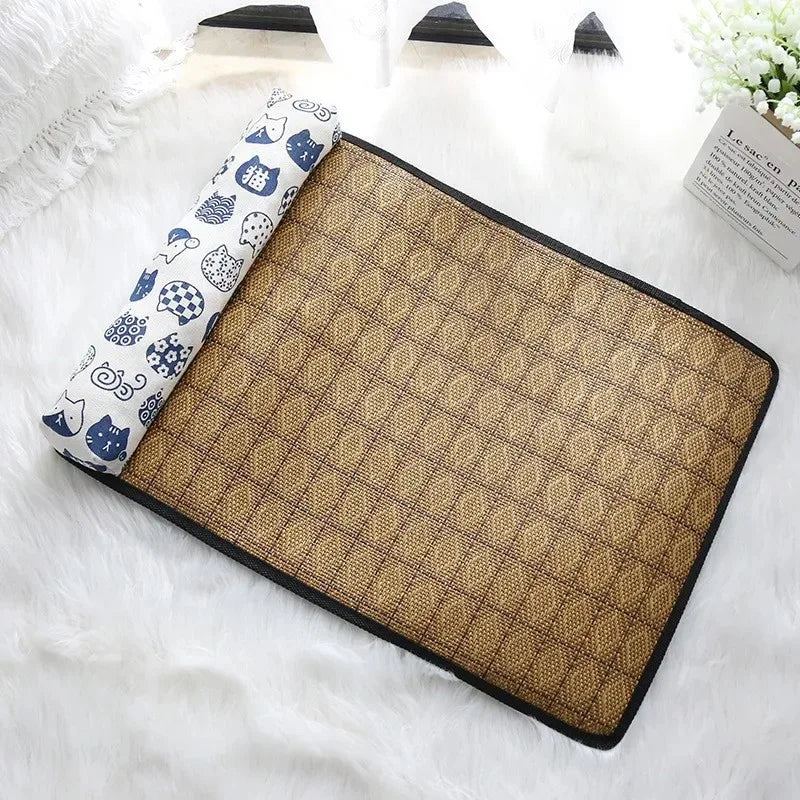 Tapis d’Été en Rotin avec Traversin