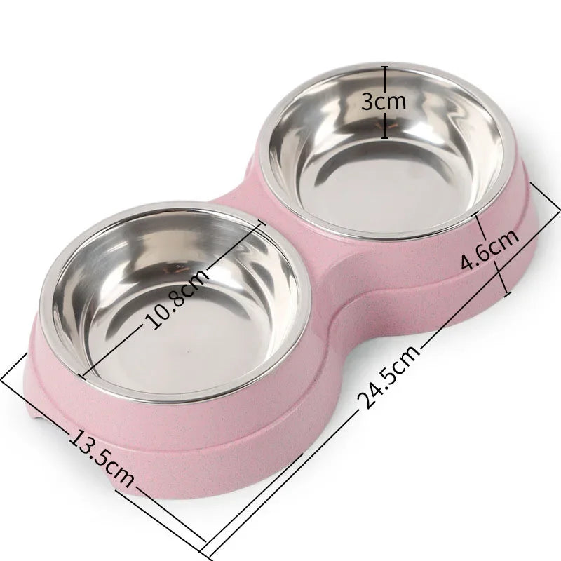 Double bol en acier inoxydable pour chien & chat