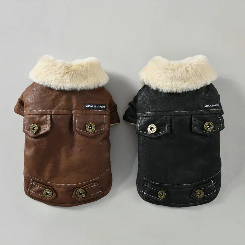 Veste d’hiver chaude effet cuir - chien et chat