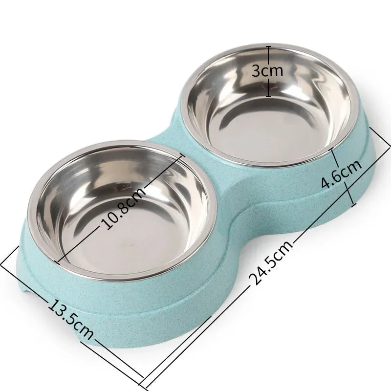 Double bol en acier inoxydable pour chien & chat