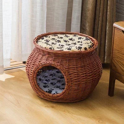 Maison en rotin pour chat