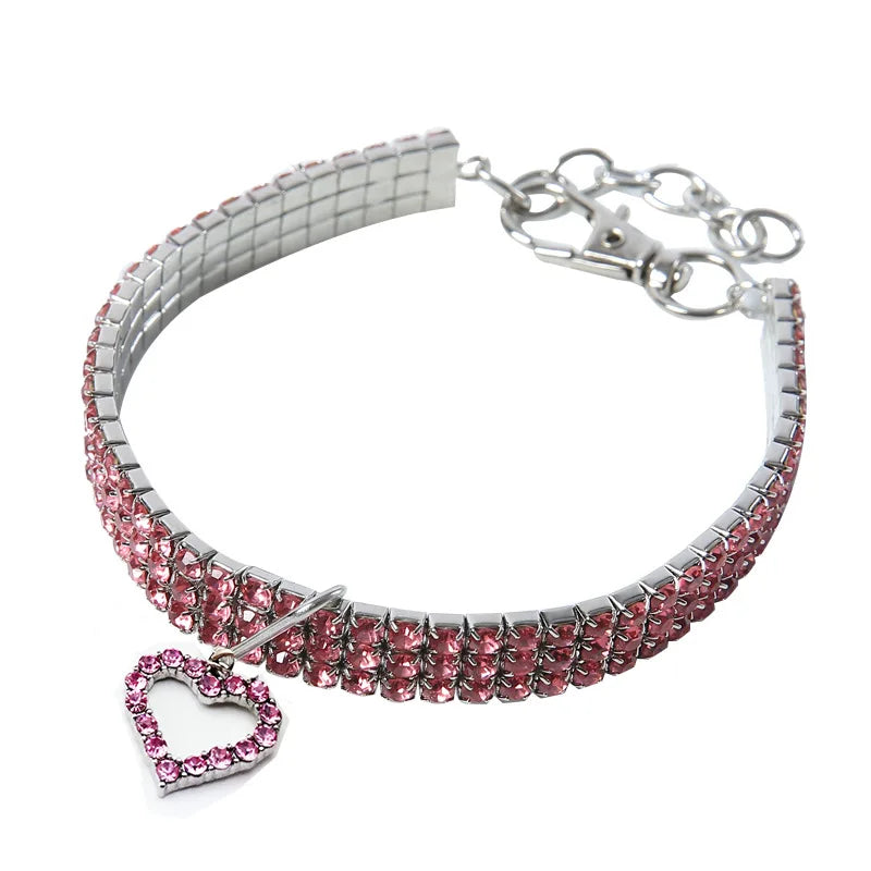 Collier strass cœur - chat ou petit chien