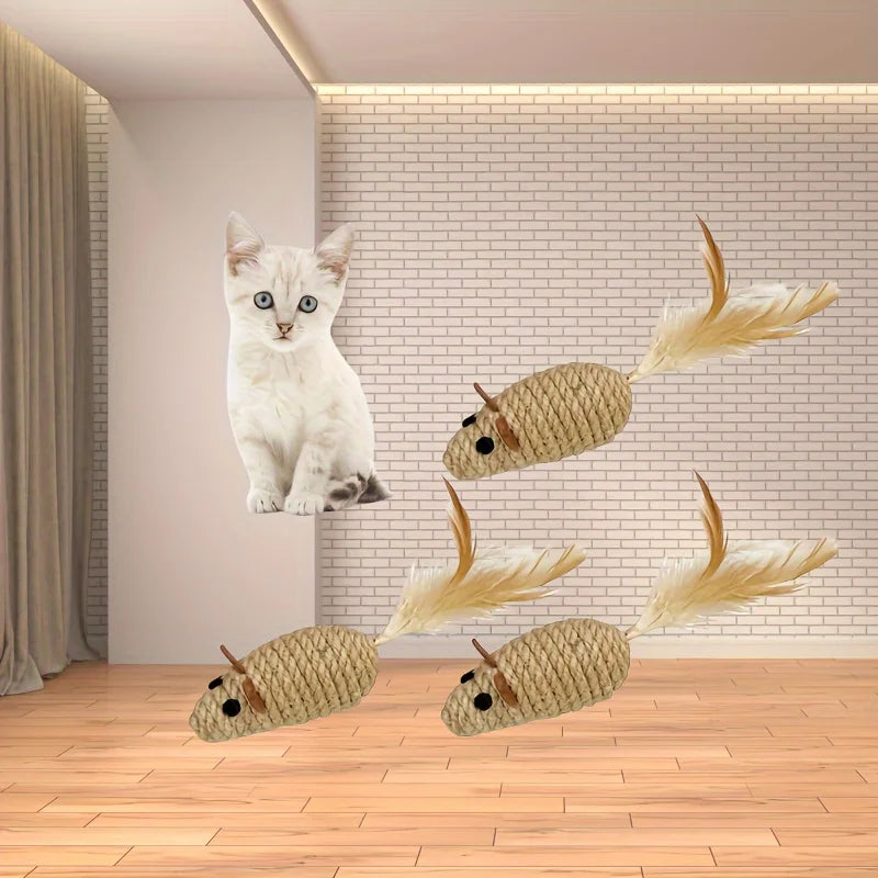 Lot de souris en sisal pour chat