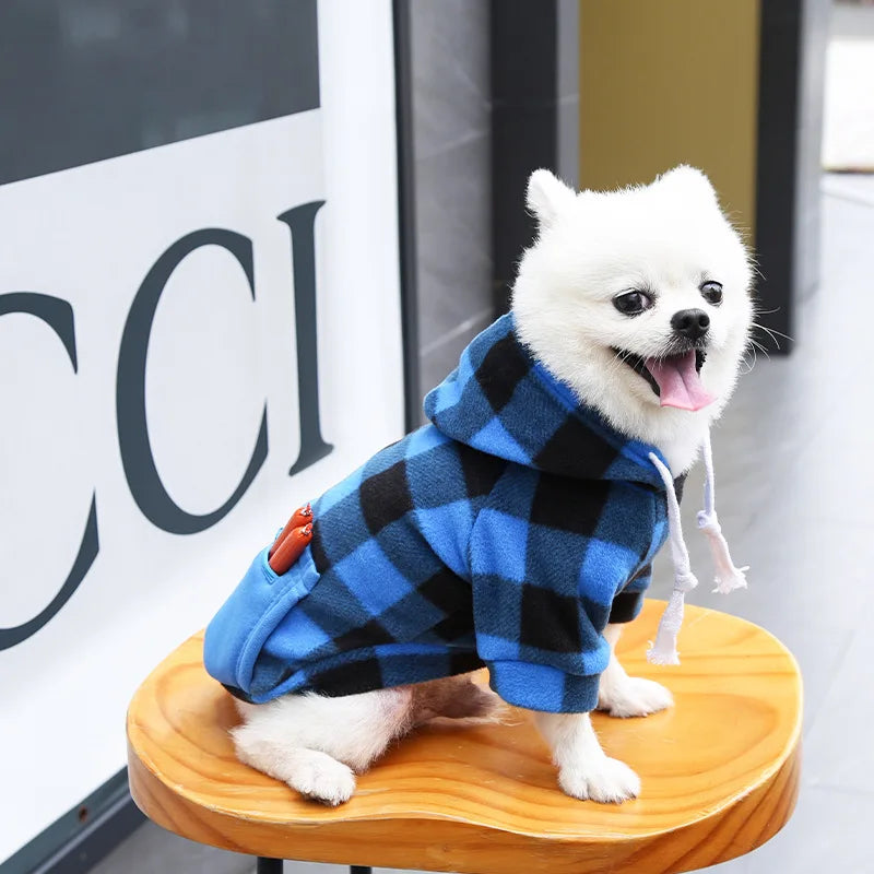 Sweat-shirt à capuche à carreaux - chien ou chat