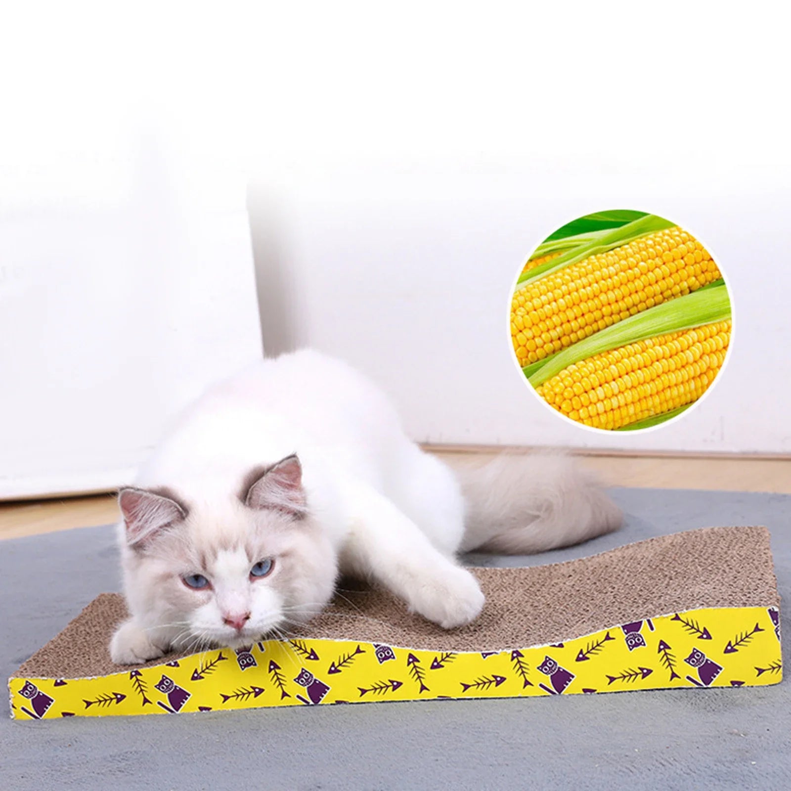 Planche griffoir en carton pour chat avec espace repos