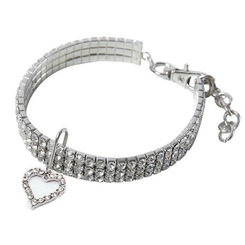 Collier strass cœur - chat ou petit chien