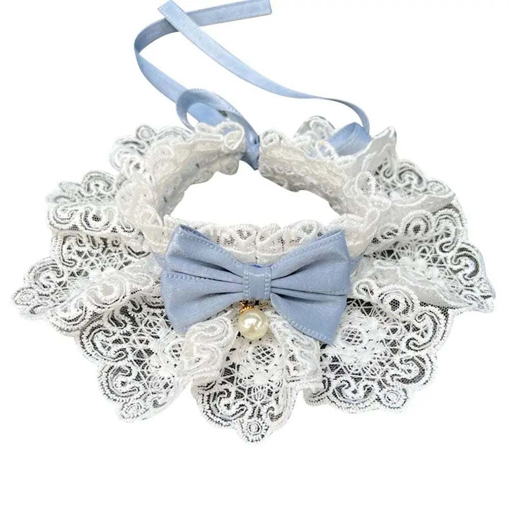 Collier dentelle nœud - chat ou petit chien