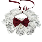 Collier dentelle nœud - chat ou petit chien