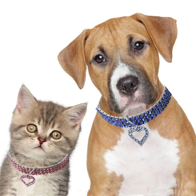 Collier strass cœur - chat ou petit chien