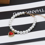 Collier perlé cœur - chat ou petit chien