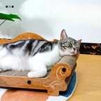 Lit canapé en bois pour chat avec griffoir en carton ondulé