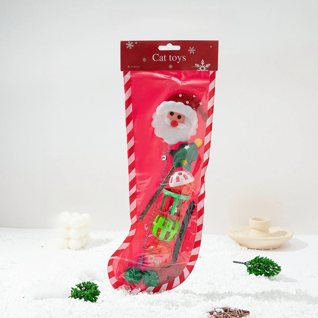 Chaussette de Noël Contenant Jouets pour Chat