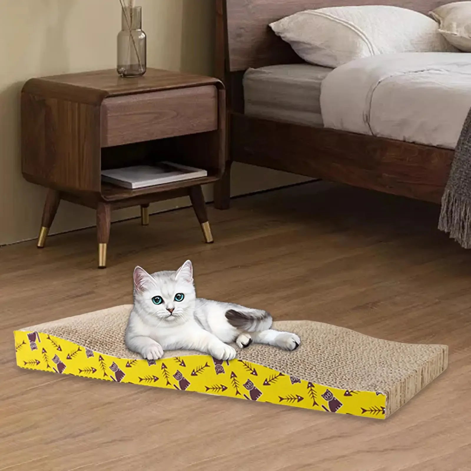 Planche griffoir en carton pour chat avec espace repos