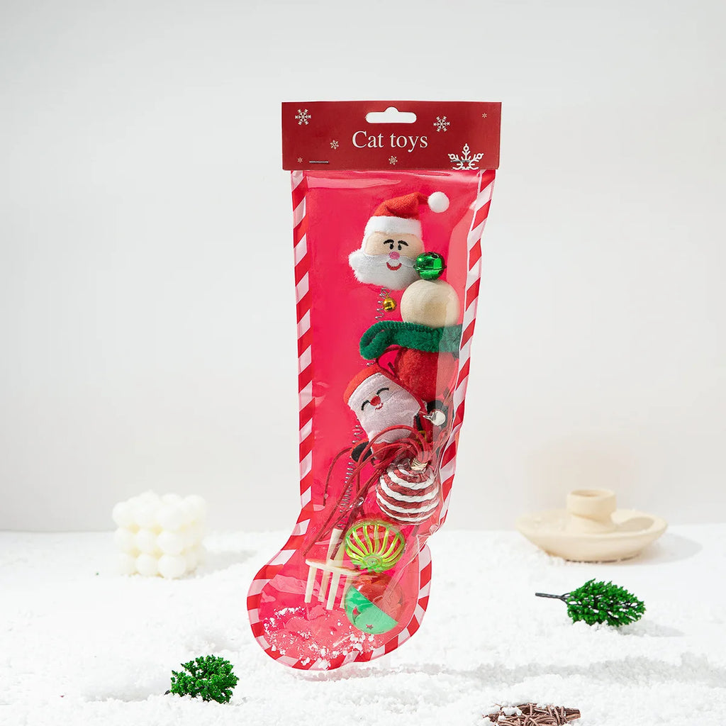 Chaussette de Noël Contenant Jouets pour Chat