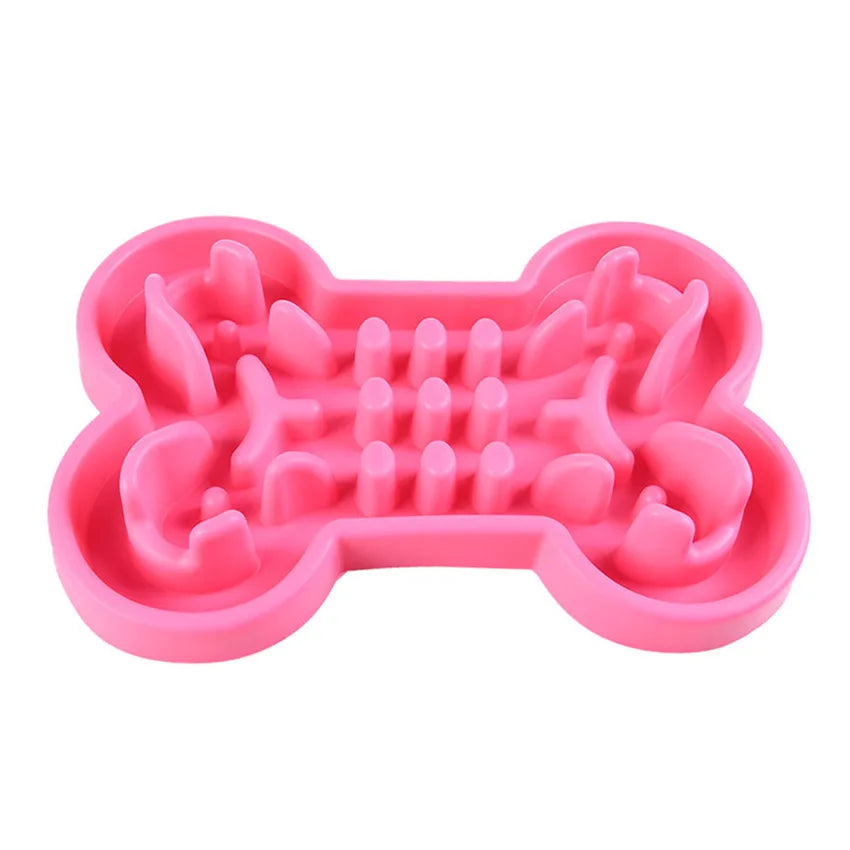 Gamelle lente en silicone en forme d’os pour chien et chat