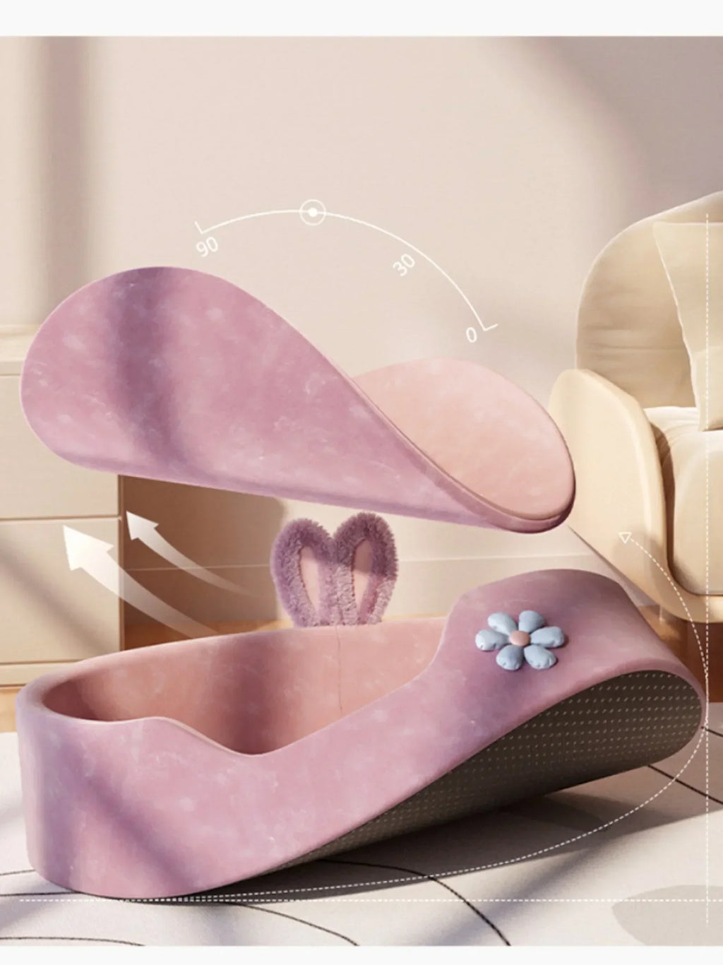 Panier rose en forme d’oreilles de lapin