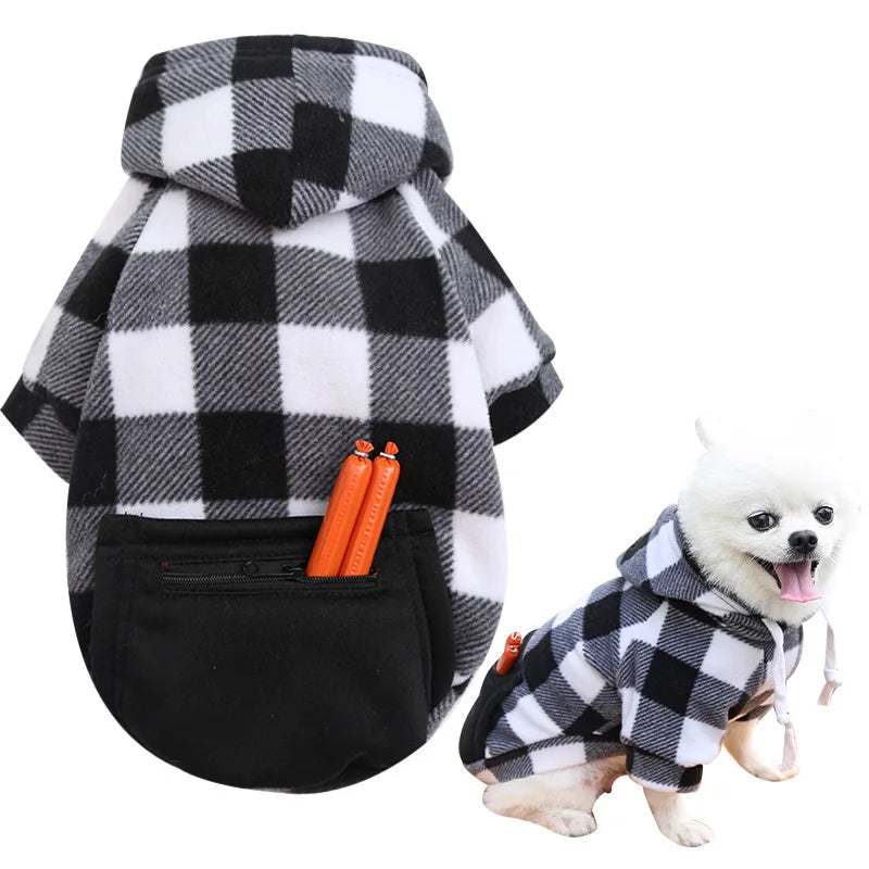 Sweat-shirt à capuche à carreaux - chien ou chat