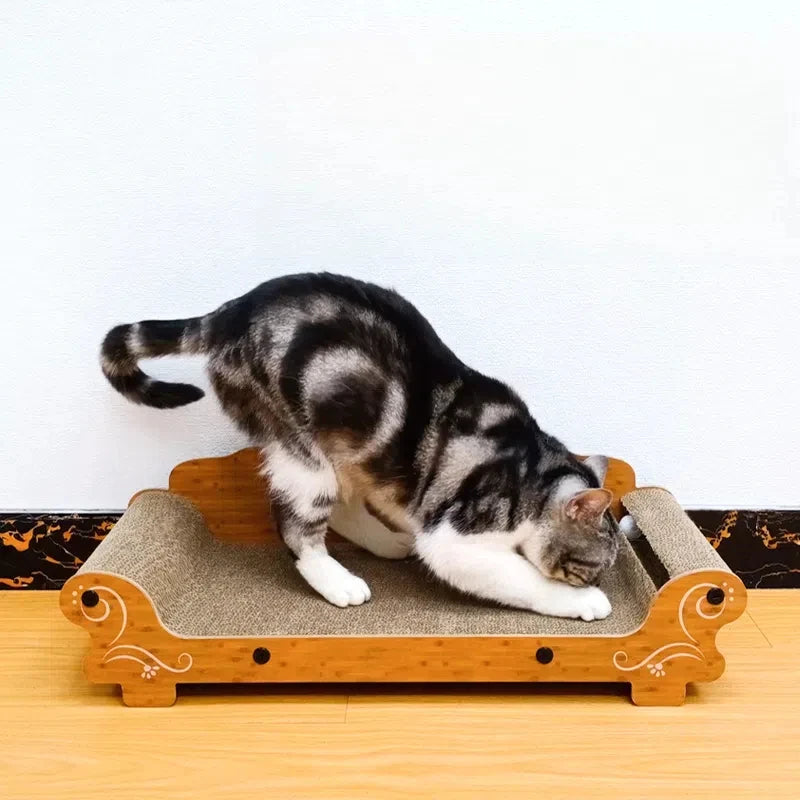 Lit canapé en bois pour chat avec griffoir en carton ondulé