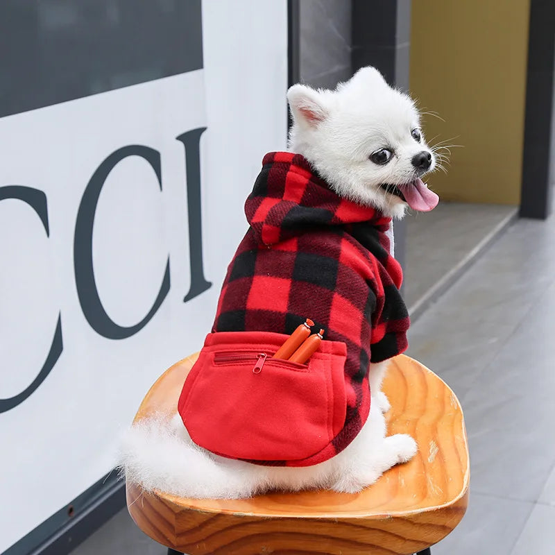 Sweat-shirt à capuche à carreaux - chien ou chat