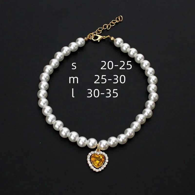 Collier perlé cœur - chat ou petit chien