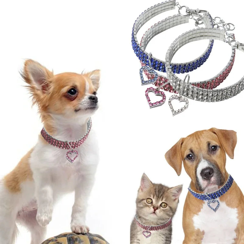Collier strass cœur - chat ou petit chien