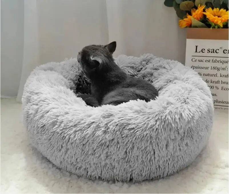 Lit rond moelleux et chaud pour chien et chat