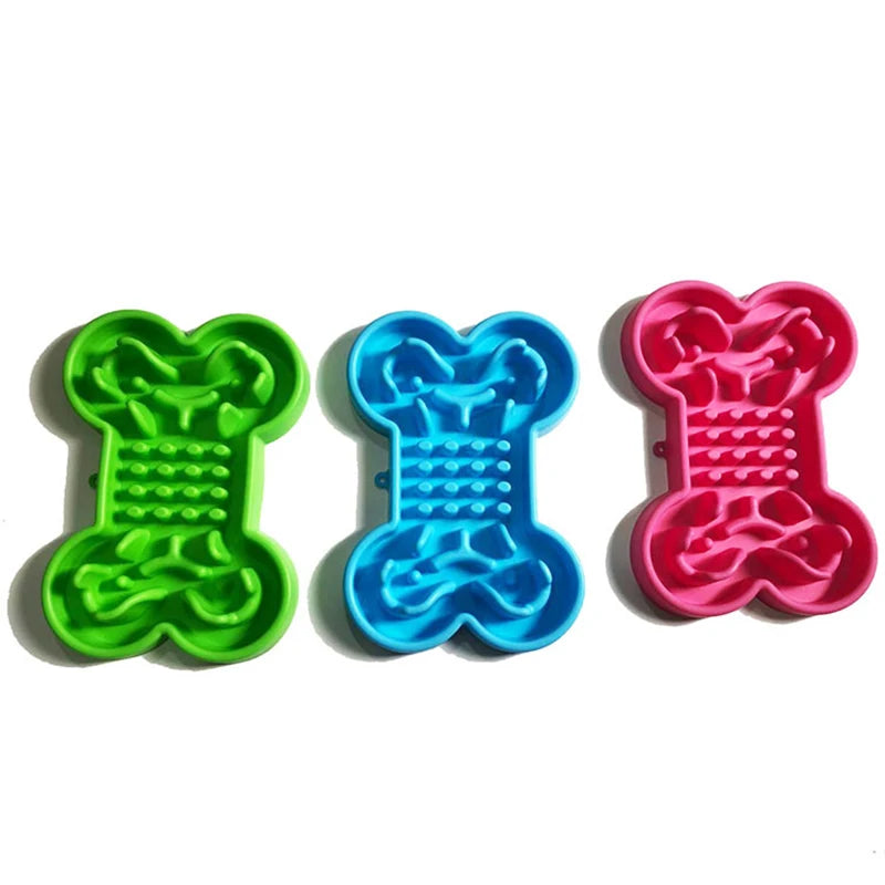 Gamelle lente en silicone en forme d’os pour chien et chat