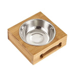 Gamelle en bambou avec bol inox - chien & chat