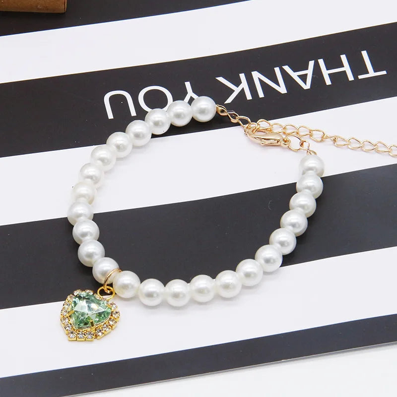 Collier perlé cœur - chat ou petit chien