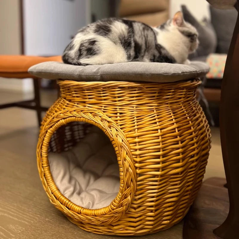 Maison en rotin pour chat