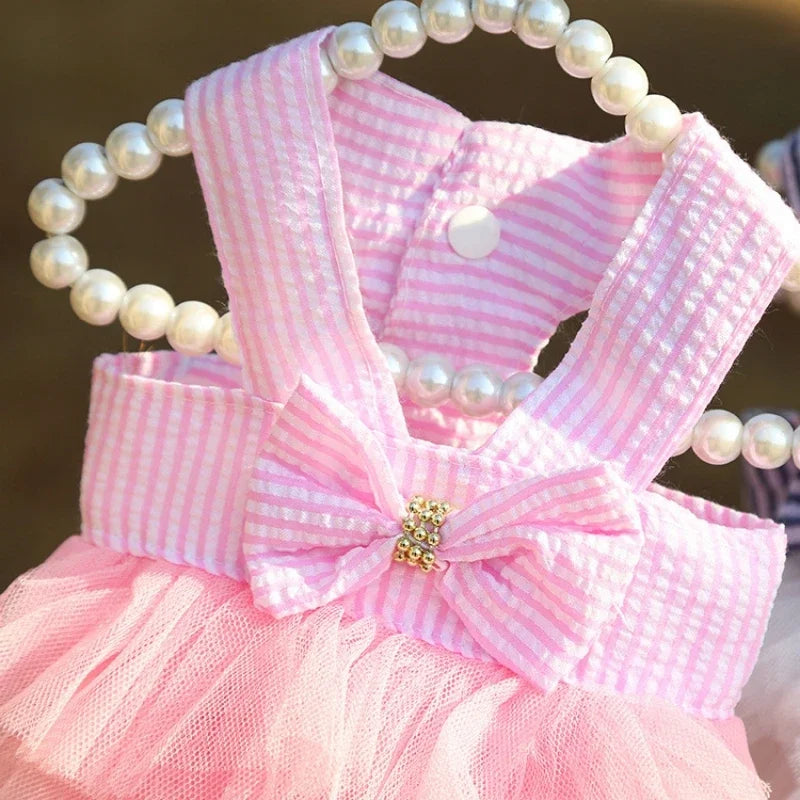 Robe d’été rayée en dentelle pour chien & chat du XS au XXL