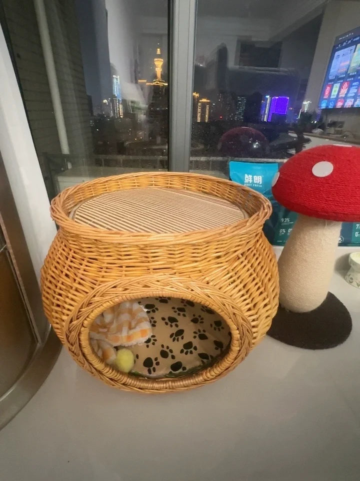 Maison en rotin pour chat