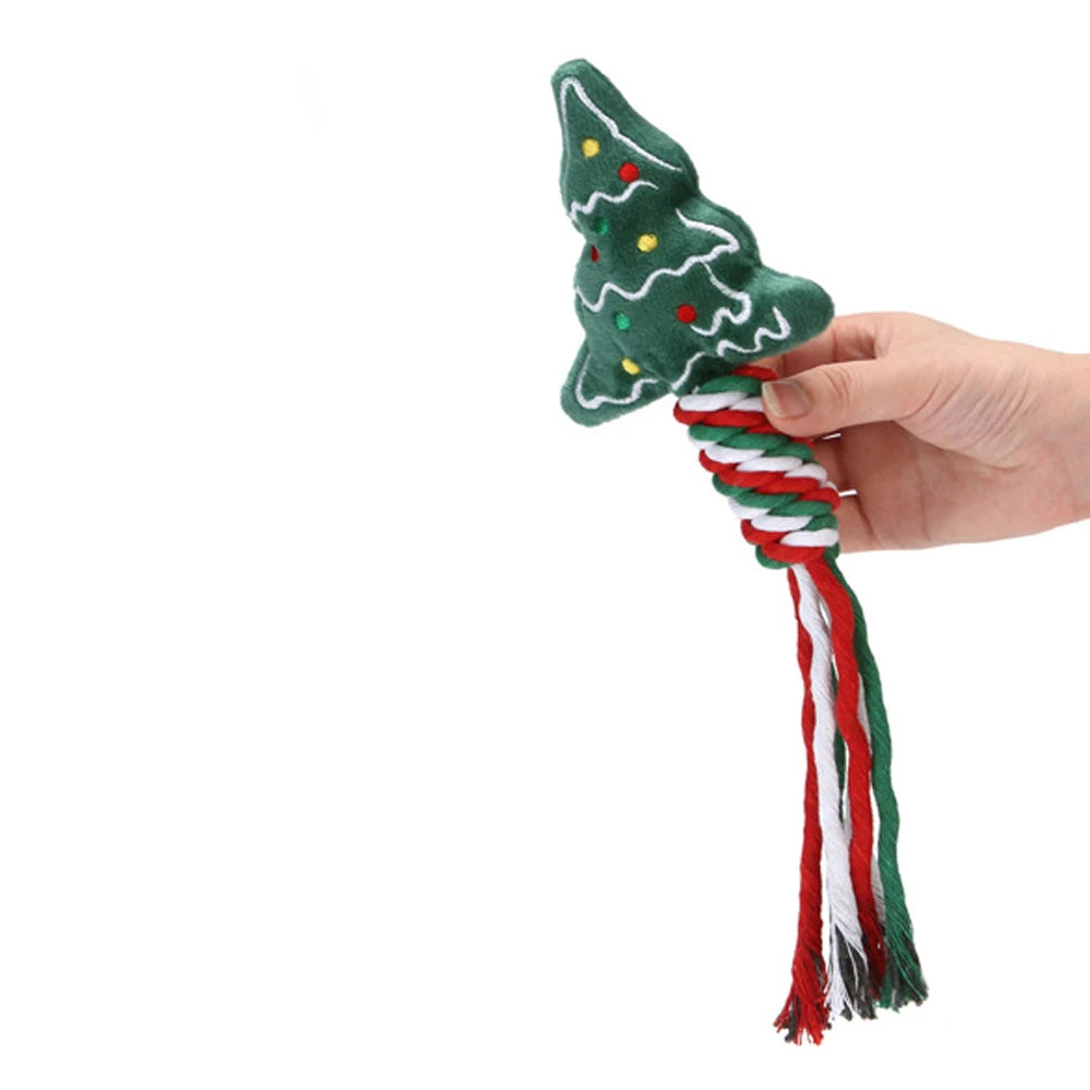 Jouet de Noël en corde & peluche pour chien & chiot
