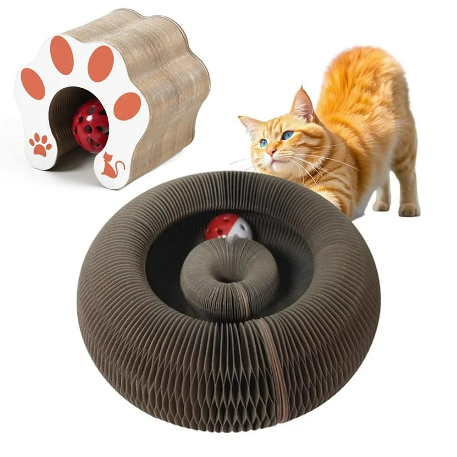 Griffoir rond pliable pour chat avec balle