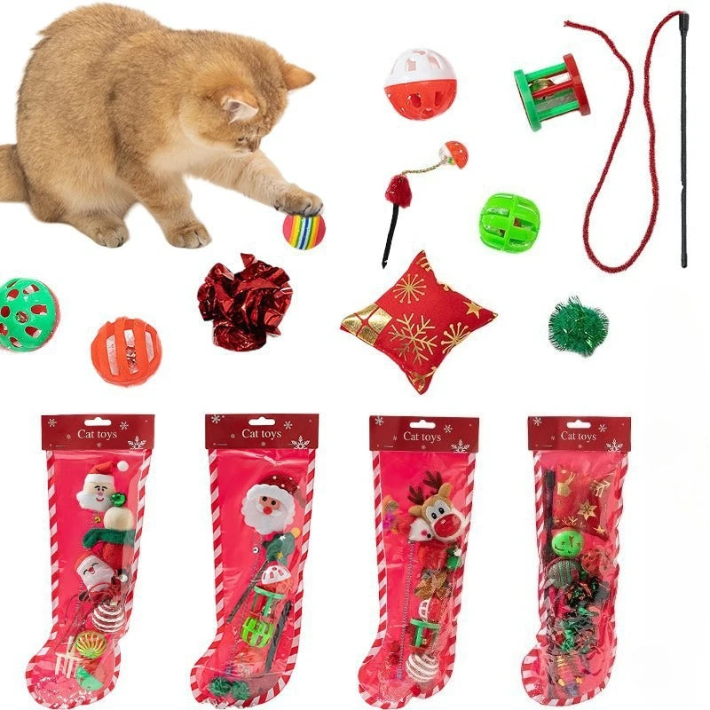 Chaussette de Noël Contenant Jouets pour Chat