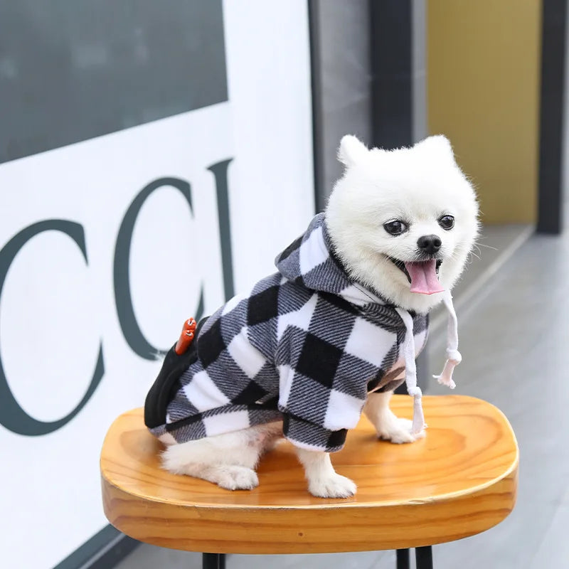 Sweat-shirt à capuche à carreaux - chien ou chat