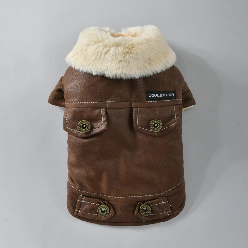 Veste d’hiver chaude effet cuir - chien et chat