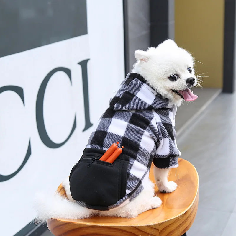 Sweat-shirt à capuche à carreaux - chien ou chat