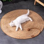 Tapis griffoir naturel en rotin - chat