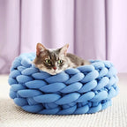 Panier rond tressé ultra doux pour chat