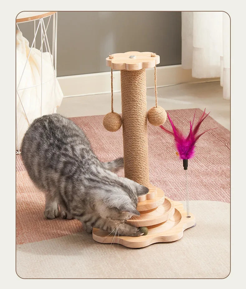 Plateau Tournant en Bois Massif pour Chat