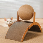 Griffoir en Bois pour Chat avec Boule en Sisal