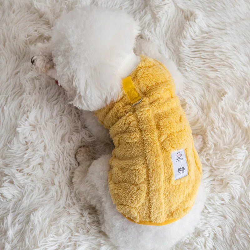 Gilet chaud en polaire avec anneau de laisse pour chat ou petit chien