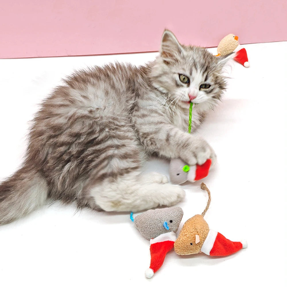 Jouet Souris Chapeau de Noël pour Chat