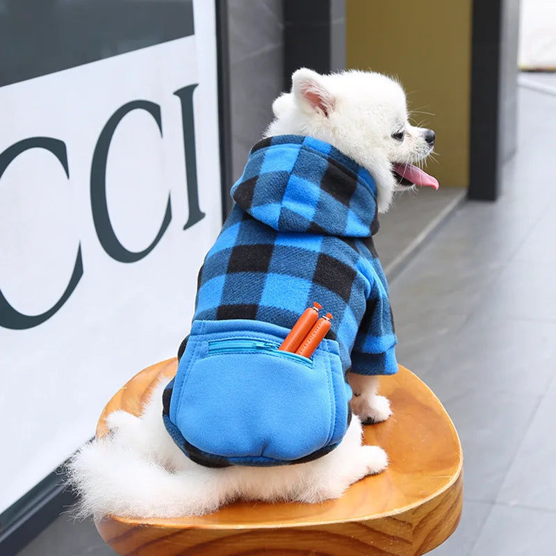 Sweat-shirt à capuche à carreaux - chien ou chat